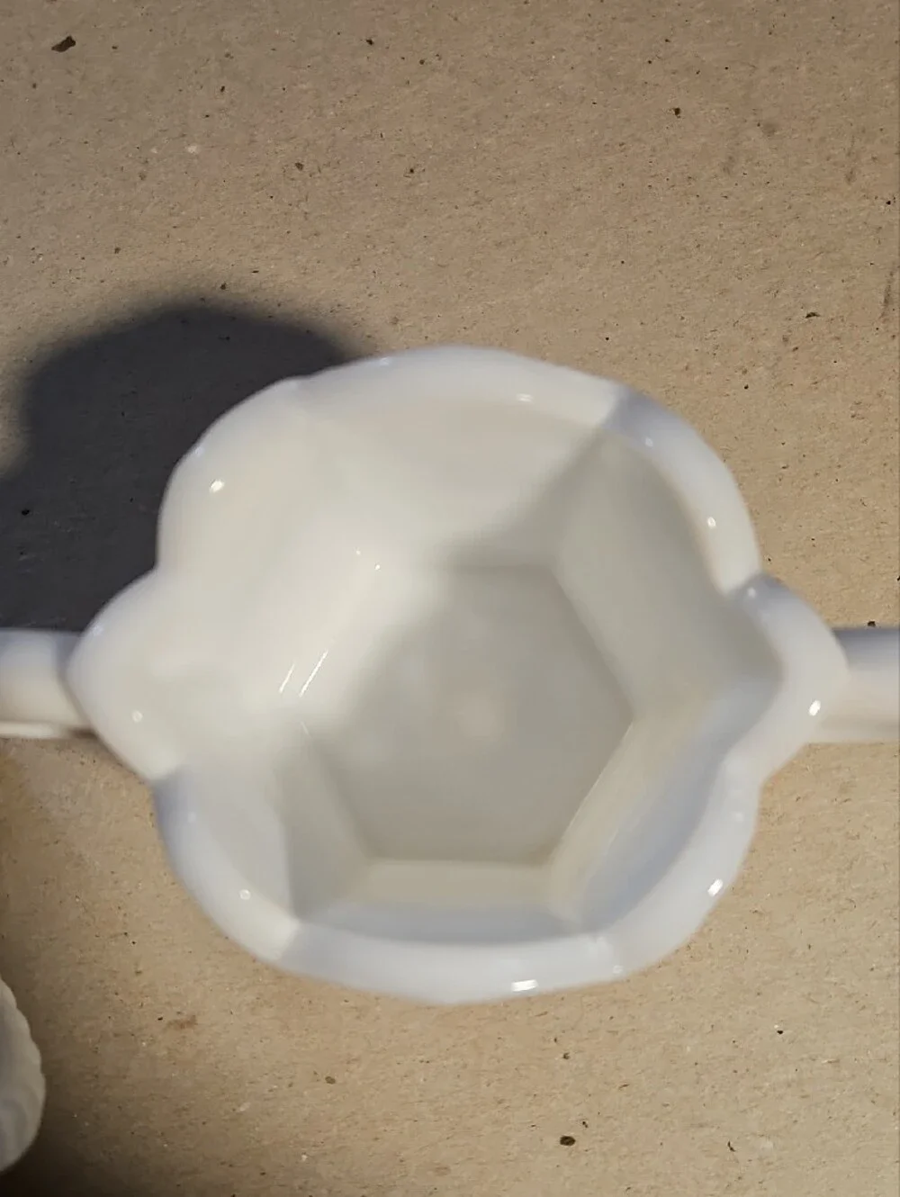 Vintage Kemple Glass Rotec Pattern Sugar Bowl with Two Handles